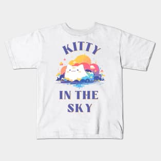 Blissful Kawaii Kitty In The Sky Kids T-Shirt